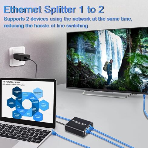 RJ45 Ethernet Splitter, Tendak 1000Mbps Ethernet Splitter 1 to 2 High Speed, Internet Splitter with USB Power Cable, Network Splitter for Cat5/Cat5e/Cat6/Cat7, 2 Devices Simultaneous Networking in Saudi Arabia