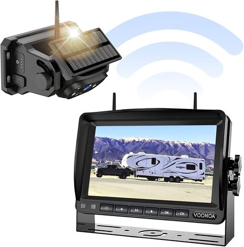 Wireless Magnetic Backup Camera, 15000mAh Battery Powered Rechargeable Waterproof HD Solar Back Up Rear View Bluetooth Hitch Camera with 7 Inch 1080P Monitor System for Car Truck Trailer RV VN003 in Saudi Arabia
