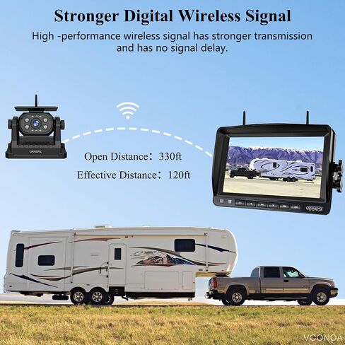 Wireless Magnetic Backup Camera, 15000mAh Battery Powered Rechargeable Waterproof HD Solar Back Up Rear View Bluetooth Hitch Camera with 7 Inch 1080P Monitor System for Car Truck Trailer RV VN003 in Saudi Arabia