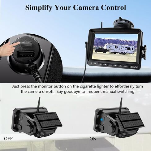 Wireless Magnetic Backup Camera, 15000mAh Battery Powered Rechargeable Waterproof HD Solar Back Up Rear View Bluetooth Hitch Camera with 7 Inch 1080P Monitor System for Car Truck Trailer RV VN003 in Saudi Arabia