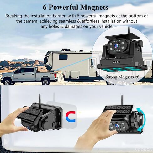 Wireless Magnetic Backup Camera, 15000mAh Battery Powered Rechargeable Waterproof HD Solar Back Up Rear View Bluetooth Hitch Camera with 7 Inch 1080P Monitor System for Car Truck Trailer RV VN003 in Saudi Arabia