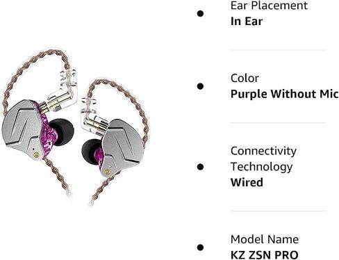 KZ ZSN PRO X Hybrid Banlance Armature with Dynamic in-Ear Earphone ERJIGO ZSNPROX 1BA+1DD HiFi Headset ZSNPRO X erabuds (with Mic, Black) in Kuwait