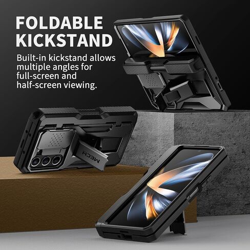 حافظة TONGATE لهاتف Galaxy Z Fold 5، مع حامل قلم S جديد وواقي شاشة ومسند، حافظة حماية مفصلية متينة لكامل الجسم مع مشبك حزام وغطاء كاميرا لهاتف Samsung Galaxy Z Fold 5، أخضر in Kuwait