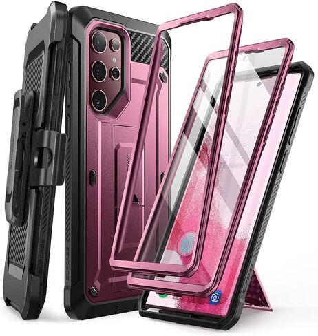 حافظة SUPCASE لهاتف Galaxy S22 Ultra مع واقي شاشة مدمج، أسود in Kuwait