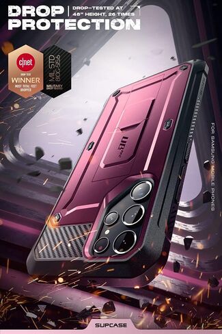 حافظة SUPCASE لهاتف Galaxy S22 Ultra مع واقي شاشة مدمج، أسود in Kuwait