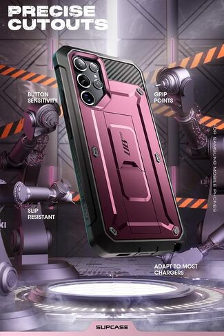 حافظة SUPCASE لهاتف Galaxy S22 Ultra مع واقي شاشة مدمج، أسود in Kuwait