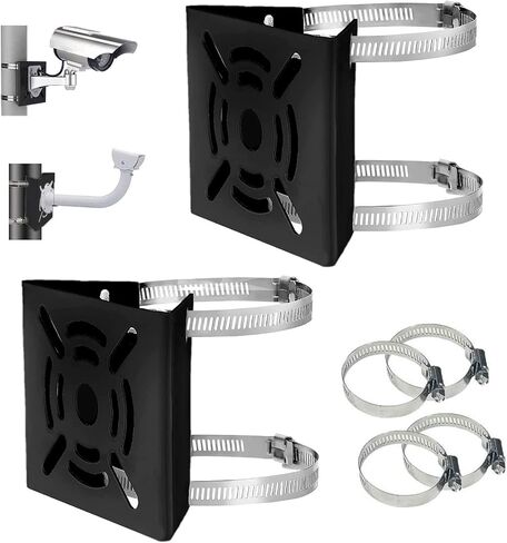 Universal Vertical Pole Mount Adapter Bracket for CCTV Security Camera PTZ Dome Vertical Pole Mounting Bracket Black with 4 Loops in Saudi Arabia