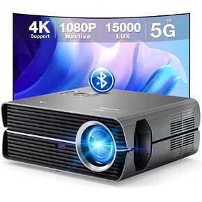 Projector with WiFi and Bluetooth, ASAKUKI Native 1080P 4K Support 450 ANSI Outdoor Movie Proyector, Indoor Home Theater w/ Portable Bag, Compatible w/ Sticks/Phone/iphone/Laptop in Kuwait