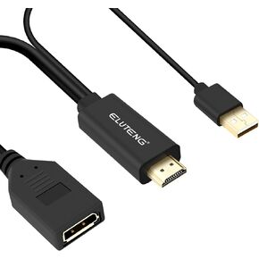 محول ELUTENG HDMI إلى DisplayPort 4K@60 هرتز HDMI ذكر إلى DP أنثى محول كابل 3 في 1 مع طاقة USB A متوافقة مع الكمبيوتر والشاشة وPS4 وXbox in Kuwait