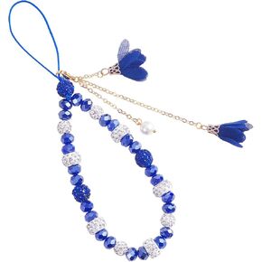 BEEFLYING 1-2 Pcs Glass Pearl Cell Lanyard Wrist Strap Crystal Glass Beads Rhinestone Beaded Phone Lanyard Strap with Rose Pendant for Case Keychain Wallet Decor in Kuwait