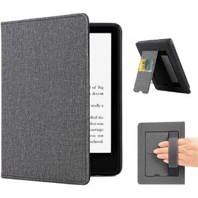 Stand Case for 6.8" Kindle Paperwhite 11th Generation 2021 and Signature Edition, Durable Cover with Auto Wake/Sleep, Shockproof PU Leather Sleeve Shell with Hand Strap & Card Slot, Grey in Kuwait