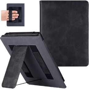 حافظة BOZHUORUI لجهاز Kindle الجديد مقاس 6 بوصات من الجيل الحادي عشر (إصدار 2022، موديل C2V2L3) - غطاء قابل للطي من جلد البولي يوريثان الفاخر مع شريطين لليدين وخاصية النوم/الاستيقاظ التلقائي