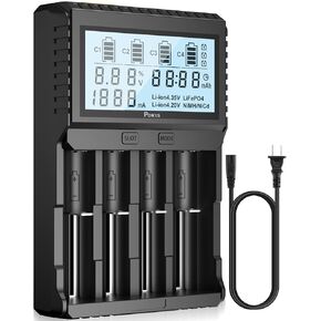 18650 Battery Charger with Testing Functions, POWXS Universal 3.7V Charger for Li-Ion Rechargeable Batteries IMR Lithium 26650 21700 18650 16340 14500 10440, Ni-Mh/Ni-Cd AA AAA C Batteries in Kuwait
