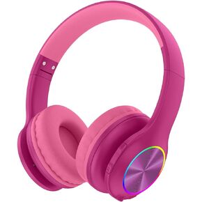 2023 Bluetcooth Kids Headphones Fit for Aged 3-21, Colorful LED Lights Comfort Wireless Headphones with Microphone 94dB Volume Limited for School/iPad/PC/TV/Cellphones, Wired, Blue and Green