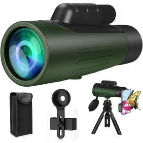 Monocular Telescope for Adults with Smartphone Holder and Tripod, 20x60 High Power Monocular, Compact Handheld Telescope with BAK4 Prism&FMC Lens for Camping Travel Hiking Bird Watching Hunting in Saudi Arabia
