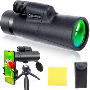 ENVYSOOP 80x100 Monoculars for Adults High Powered, HD Monocular Telescope with Smartphone Adapter & Tripod, BAK-4 Prism Compact Monocular for Bird Watching Wildlife Hunting Hiking Camping - Black in Kuwait