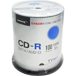 HIDISC TY Series Blue CD-R 52X 700MB White Inkjet Hub Printable Recordable Media Disc - 100 Cake Box in Saudi Arabia
