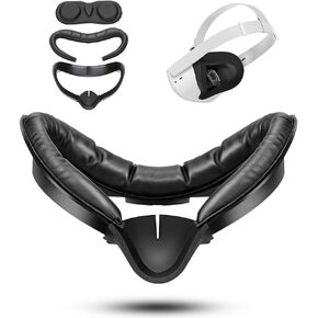 ام في اي او اي اي وسادة وجه من الجلد الصناعي خفيفة الوزن وقابلة للغسل ومضادة للتسرب ومضادة للتسرب مناسبة لميتا/اوكولوس كويست 2 (لون اسود) in Kuwait