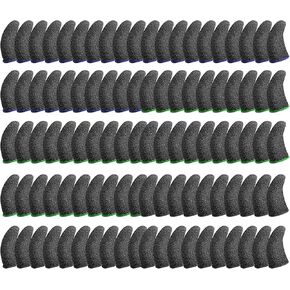 100 PCS Mobile Phone Gaming Finger Sleeves,Anti-Sweat Breathable,Gaming Sleeve,Thumbs Finger Gloves Cover Sleeve for League of Legend, PUBG, Rules of Survival, Knives Out [Glass-Silver Fiber] in Kuwait