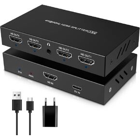 مقسم HDMI 1 في 4 مخرج، 1 × 4 مقسم HDMI للطاقة 4 منافذ مع محول تيار متردد، 4Kx2K@60 هرتز، موزع ثلاثي الأبعاد عالي الدقة بالكامل in Kuwait