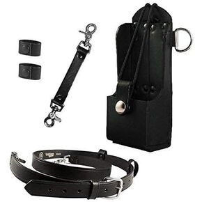 Boston Leather Firefighter's Bundle- Anti-Sway Strap for Radio Strap, Reflective Radio Strap/Belt, Firefighter's Radio Holder (for Motorola HT750 / HT1250), 2 Cord Keepers