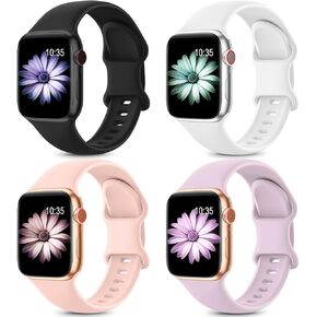 4 Pack Sport Bands Compatible with Apple Watch Band 38mm 40mm 41mm 42mm 44mm 45mm 49mm,Soft Silicone Waterproof Strap for iWatch Series Ultra 8 7 6 5 4 3 2 1 SE Women Men