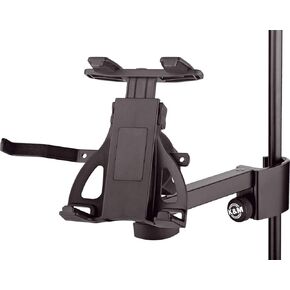 K&M - Konig & Meyer 19742.500.55 - Tablet Holder for Microphone Stand - Switch from Landscape to Portrait - Professional Grade for all Musicians - Studio or Remote Home Use - German Made - Black