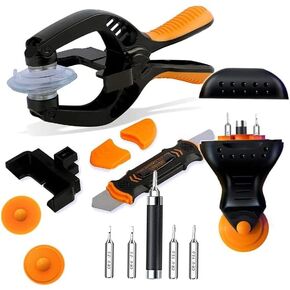Mobile Phone Suction Cup Opener Tool LCD Opening Pliers, Screen Removal Tool for Cellphone, iPhone,iPad, iPod, iMac, Plastic Pry Tool Kit (Black and Orange)