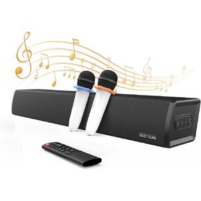 مكبر صوت للتلفزيون بيستيسان بلوتوث 5.0 مع 2 ميكروفون لاسلكي، ميكروفون كاريوكي لاسلكي محمول باليد للاطفال، مكبر صوت للبالغين والاطفال للغناء، بصري/AUX/محوري in Kuwait