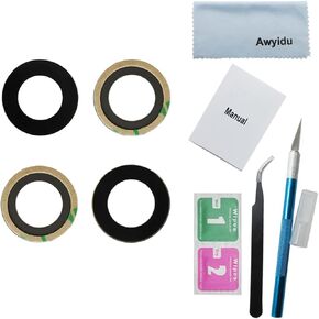 اوييدو قطعتان من عدسة الكاميرا الخلفية الاصلية او اي ام بديلة لجوال ايفون 14 وايفون 14 بلس مع مجموعة ادوات لاصقة مثبتة مسبقا واصلاح (اجمالي قطعتين من عدسات الكاميرا الزجاجية) in Kuwait