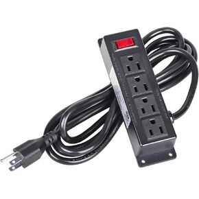 Wall Mount Power Outlet Strip, 4 Outlet Mountable Power Strip with Switch, 3ft Cord Under Desk Power Strip for Office/Industrial/Home, Flat Plug, Black in Kuwait