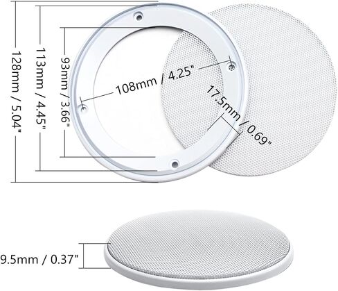 Fielect 4" Speaker Grill Mesh Decorative Circle Woofer Guard Protector Cover Audio Accessories White Metal Trim with 4 Screws in Saudi Arabia