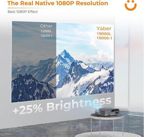 جهاز عرض 4K مع 5G WiFi وBluetooth 5.2، YABER 19000L FHD أصلي 1080P جهاز عرض محمول خارجي دعم 4K، 4P/4D Keystone&Zoom، جهاز عرض أفلام المسرح المنزلي لنظام iOS/Android/PC/TV Stick/HDMI/USB in Kuwait