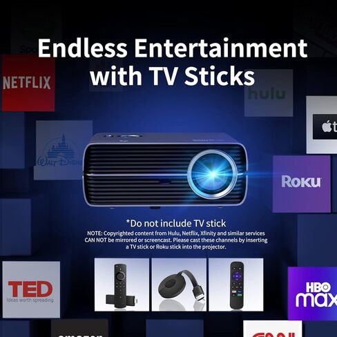 Projector with WiFi and Bluetooth, ASAKUKI Native 1080P 4K Support 450 ANSI Outdoor Movie Proyector, Indoor Home Theater w/ Portable Bag, Compatible w/ Sticks/Phone/iphone/Laptop in Kuwait