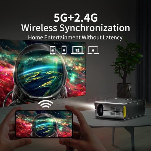 Projector with WiFi and Bluetooth, ASAKUKI Native 1080P 4K Support 450 ANSI Outdoor Movie Proyector, Indoor Home Theater w/ Portable Bag, Compatible w/ Sticks/Phone/iphone/Laptop in Kuwait