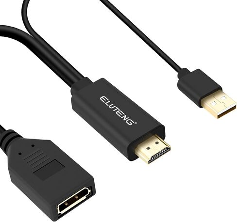 محول ELUTENG HDMI إلى DisplayPort 4K@60 هرتز HDMI ذكر إلى DP أنثى محول كابل 3 في 1 مع طاقة USB A متوافقة مع الكمبيوتر والشاشة وPS4 وXbox in Kuwait