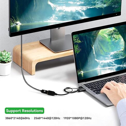 محول ELUTENG HDMI إلى DisplayPort 4K@60 هرتز HDMI ذكر إلى DP أنثى محول كابل 3 في 1 مع طاقة USB A متوافقة مع الكمبيوتر والشاشة وPS4 وXbox in Kuwait