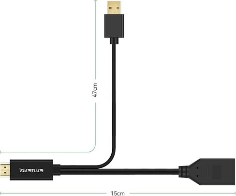 محول ELUTENG HDMI إلى DisplayPort 4K@60 هرتز HDMI ذكر إلى DP أنثى محول كابل 3 في 1 مع طاقة USB A متوافقة مع الكمبيوتر والشاشة وPS4 وXbox in Kuwait