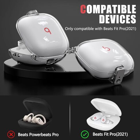 [Safety Lock] Beats Fit Pro Case Cover,3 in 1 Cleaner Kit for Apple Beats Fit Pro 2021,Beats Fit Pro Accessories with Anti-Lost Keychain/Silicone Wrist Strap(Clear Black) in Kuwait