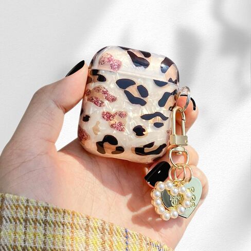 ULAK متوافق مع غطاء حافظة Airpods شفاف، غطاء واقٍ مصمم ناعم من البولي يوريثان الحراري الشفاف المقاوم للصدمات مع سلسلة مفاتيح لجهاز AirPod الجيل الثاني والأول [مرئي أمامي] - لامع in Kuwait