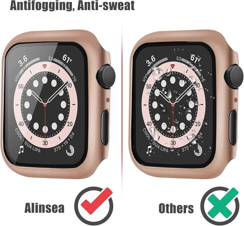 واقي شاشة Alinsea لساعة Apple 44 مم سلسلة 4/5/6/ SE من الزجاج المقسى [عبوة من قطعتين] [تغطية كاملة] حافظة صلبة ممتصة للصدمات [مع واقي شاشة مدمج] غطاء حماية عام - ذهبي وردي in Kuwait