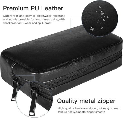Electronics Organizer, Premium Electronic Accessory Storage Bag Organizer PU Leather Durable Protective Case Pouch for Charger Adapter, Mouse, Cables, Home, Office, Business, Travel and Cosmetics Kits in Saudi Arabia