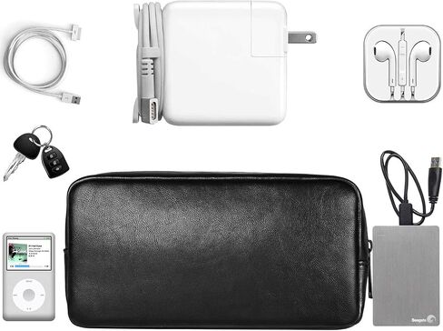 Electronics Organizer, Premium Electronic Accessory Storage Bag Organizer PU Leather Durable Protective Case Pouch for Charger Adapter, Mouse, Cables, Home, Office, Business, Travel and Cosmetics Kits in Saudi Arabia