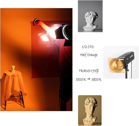 Color Correction Gel Filter Transparent Sheet Orange 1/2 CTO Photography Lighting for Red Head Strobe Flashlight 16x20 inches/40x50cm,5 Pack in Saudi Arabia