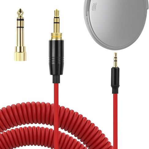 Toxaoii QC45 Coiled Audio Cable Cord Compatible with Bose QuietComfort QC 45, QC35 II, QC 35, OE2 OE2i Soundlink SoundTrue Headphone with 6.35mm Adapter for Guitar/Xbox One/ PS4 (4 to 16FT) in Kuwait