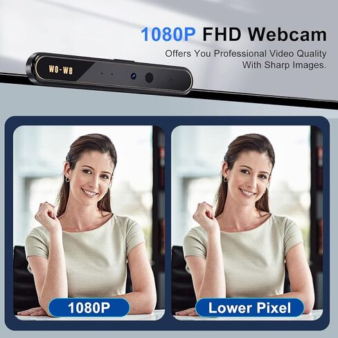 كاميرا ويب wowe Windows Hello للتعرف على الوجه 1080 بكسل لتسجيل الدخول الفوري مع نظام التشغيل Windows 10، ومكافحة القرصنة مع مفتاح الخصوصية، وكاميرا ويب تعمل بالأشعة تحت الحمراء للأعمال مع ميكروفونات مزدوجة تستخدم للمؤتمرات عبر الإنترنت in Kuwait