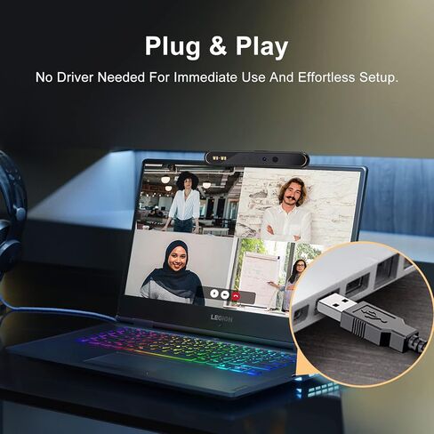 كاميرا ويب wowe Windows Hello للتعرف على الوجه 1080 بكسل لتسجيل الدخول الفوري مع نظام التشغيل Windows 10، ومكافحة القرصنة مع مفتاح الخصوصية، وكاميرا ويب تعمل بالأشعة تحت الحمراء للأعمال مع ميكروفونات مزدوجة تستخدم للمؤتمرات عبر الإنترنت in Kuwait