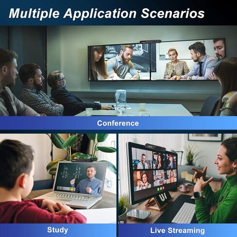 كاميرا ويب wowe Windows Hello للتعرف على الوجه 1080 بكسل لتسجيل الدخول الفوري مع نظام التشغيل Windows 10، ومكافحة القرصنة مع مفتاح الخصوصية، وكاميرا ويب تعمل بالأشعة تحت الحمراء للأعمال مع ميكروفونات مزدوجة تستخدم للمؤتمرات عبر الإنترنت in Kuwait