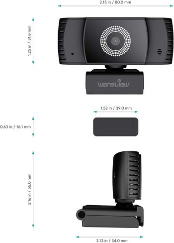 كاميرا ويب wansview مع ميكروفون، كاميرا ويب USB PC عالية الدقة 1080 بكسل مع غطاء للخصوصية لسطح المكتب والكمبيوتر المحمول، للبث المباشر، والتكبير، ومكالمات الفيديو، والاجتماعات عبر الإنترنت، والألعاب in Kuwait
