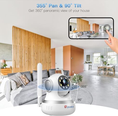 كاميرا مراقبة خلوية من Ctronics 4G LTE داخلية، كاميرا مراقبة للمنزل PTZ بزاوية 360 درجة، اكتشاف الإنسان/الحركة، التتبع التلقائي، رؤية ليلية ملونة بدقة 2 ميجابكسل، صوت ثنائي الاتجاه، بطاقة SIM متضمنة، توصيل in Kuwait